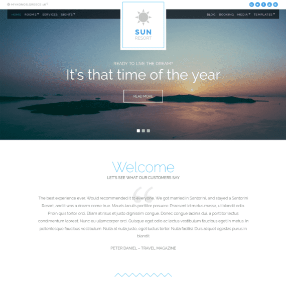 CSS Igniter Sun Resort Hotel WordPress Theme 1.7.0