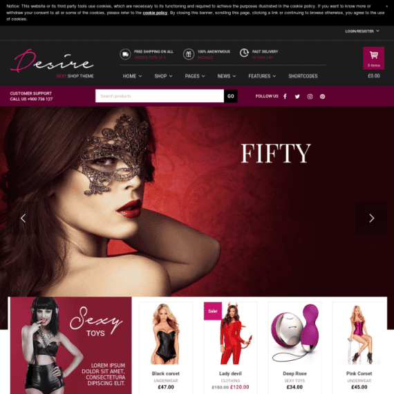 YITH Desire Sexy Shop WordPress Theme 1.2.8 性感商店 WordPress 主题下载