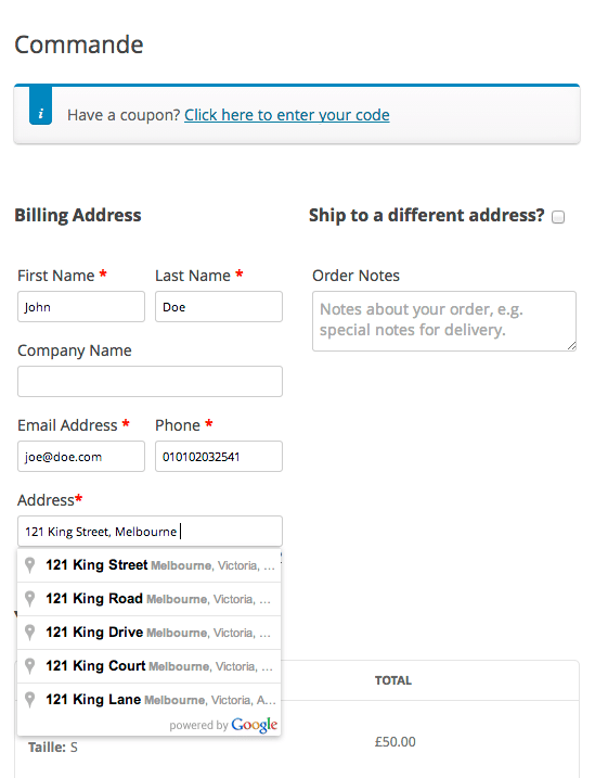 Google Address Autocomplete for WooCommerce 2.3.4 收货地址建议填写插件下载