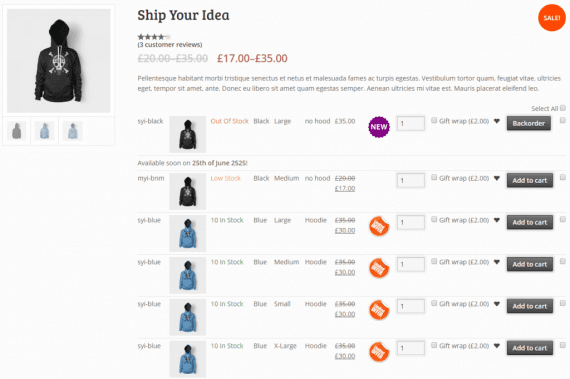 WooCommerce – Variations to Table Grid 1.5.9 产品变体表格展示插件下载