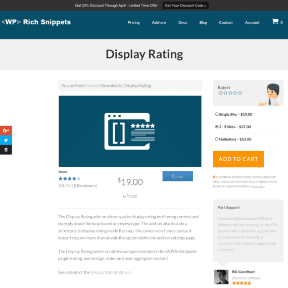 WP Rich Snippets Display Rating Addon 1.1