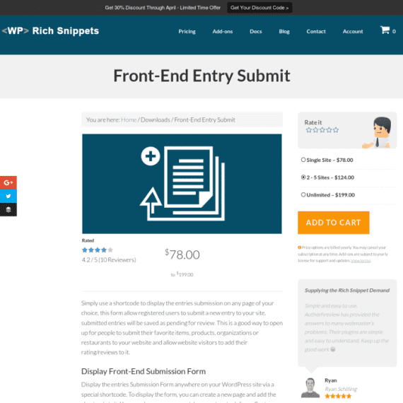 WP Rich Snippets Frontend Entry Submit Addon 1.1