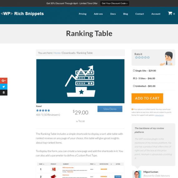 WP Rich Snippets Ranking Table Addon 1.9.2