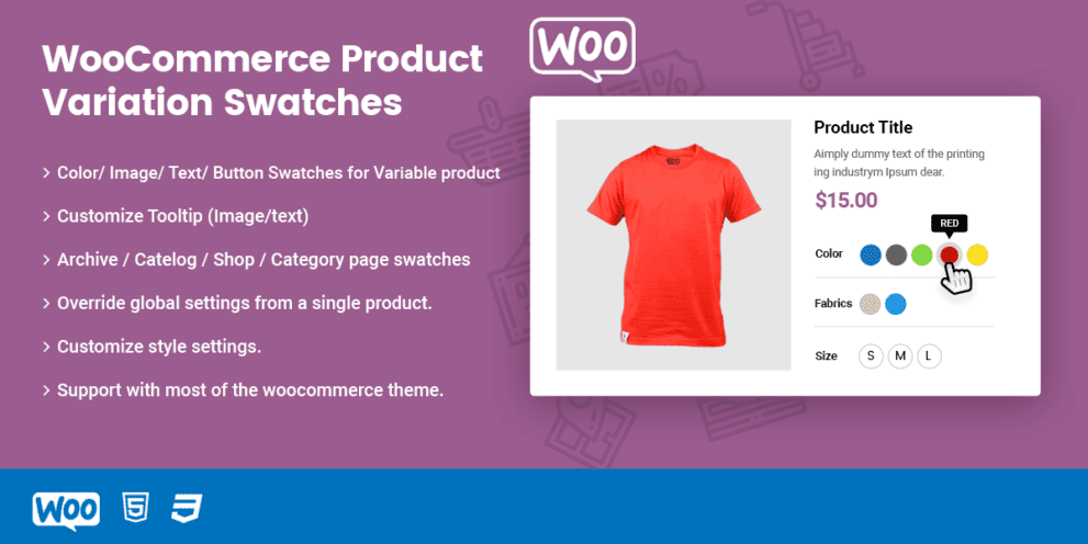 WooCommerce Attribute Images & Variation Swatches v.1.3.2 WooCommerce 属性和变体图片和颜色样式插件下载