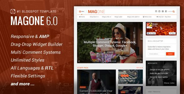 MagOne v9.1 破解版下载 – 响应式新闻和杂志博客模板