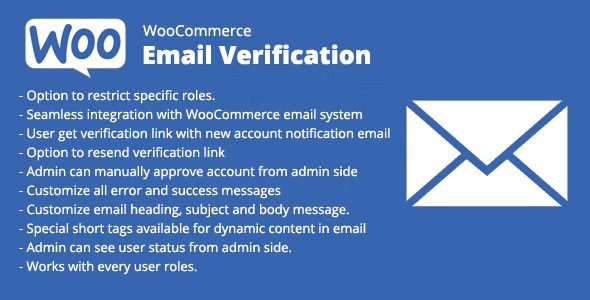 WooCommerce Email Verification v.2.9.4 邮件验证插件免费下载
