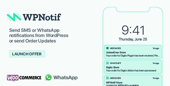 WPNotif v3.3 WordPress 短信和 WhatsApp 通知插件下载