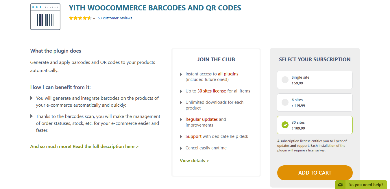 YITH WooCommerce Barcodes and QR Codes Premium 2.54.0 条形码和二维码插件下载