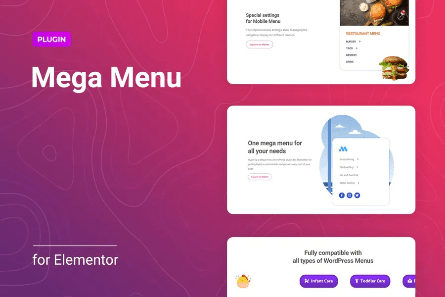 Huger v1.1.6 – Mega Menu for Elementor 超级下拉菜单插件下载