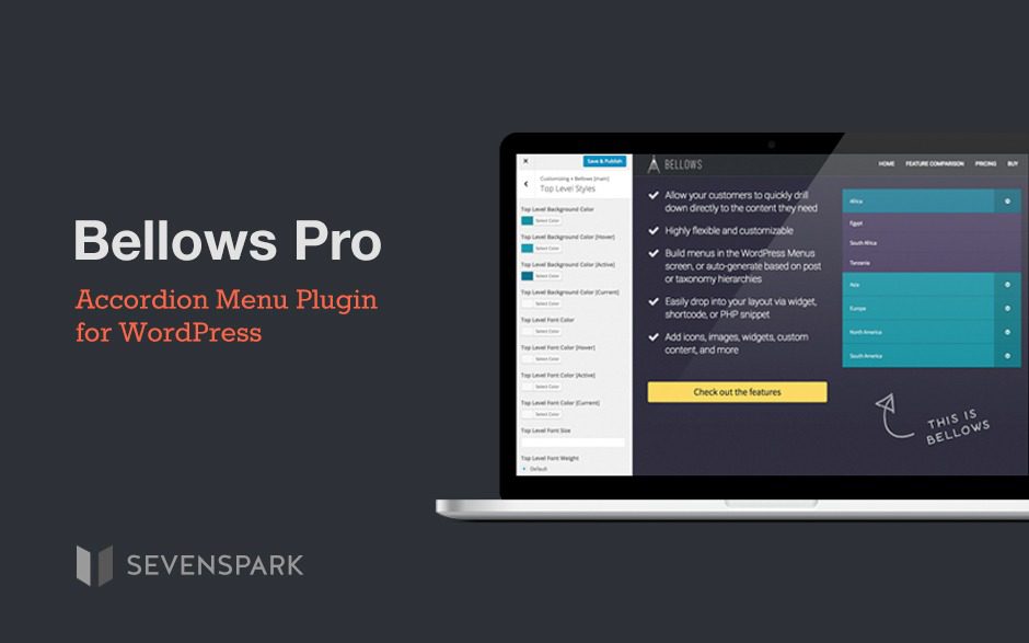 Bellows Pro v1.3 来自 UberMenu (Seven Spark) 制造商的 WP Accordion 菜单插件下载
