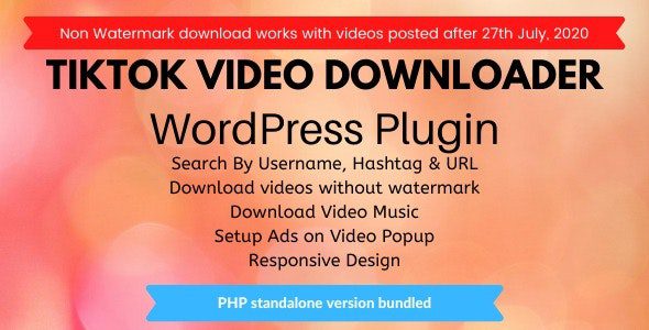 TikTok Video Downloader without Watermark v3.1.0 tiktok无水印视频解析下载wordpress插件下载