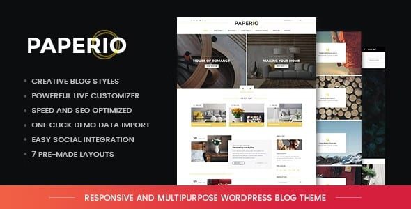 Paperio v2.9 响应式和多用途 WordPress 博客主题下载