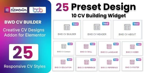BWD CV Builder for Elementor v1.0 插件下载