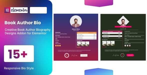 Book Author Bio for elementor 1.0 作者传记站长介绍模块组件插件下载