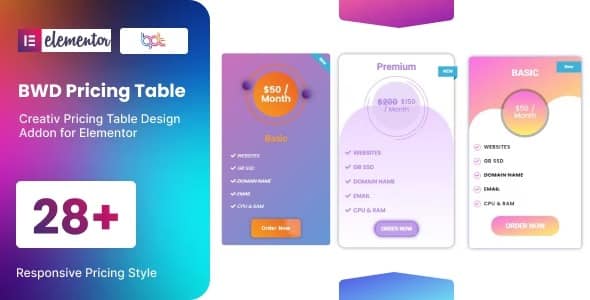 BWD Pricing Table for elementor 1.0 插件下载