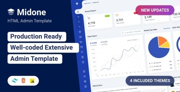 Midone v4.0.10 – HTML 管理员仪表板模板下载