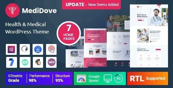 MediDove v2.2.4 健康与医疗 WordPress 主题下载+ RTL