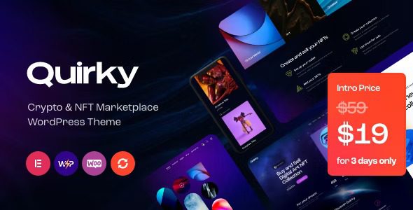 Quirky v1.23 NFT, 代币&区块链元宇宙市场WordPress主题下载