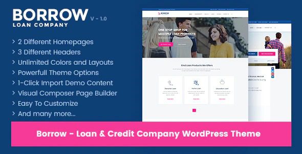 Borrow v1.6.9 – 贷款公司响应式WordPress主题下载