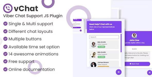 vChat v2.0.0 –Viber 在线聊天支持 WordPress 插件下载