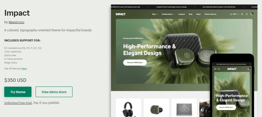 Impact Theme v4.3.4 Shopify 主题下载