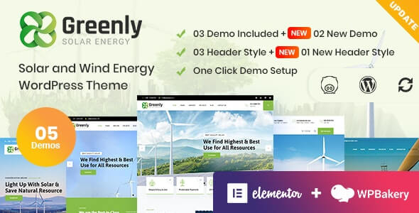 Greenly v8.3 – 生态环保绿色能源与太阳能 WordPress 主题下载