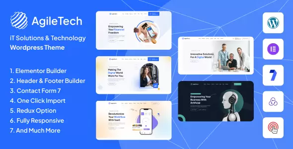 Agiletech v1.0.2 IT 解决方案服务技术 SaaS 软件初创公司 WordPress主题下载