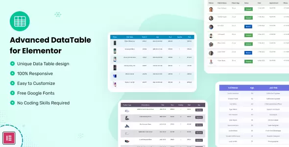 Datalentor v1.0.7 – Elementor 的高级数据表插件下载