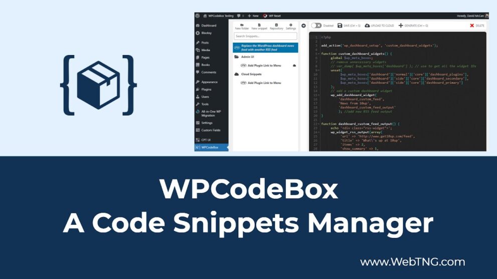 WPCodeBox v2.0.12 将代码片段添加到 WordPress 的最简单方法插件破解版下载