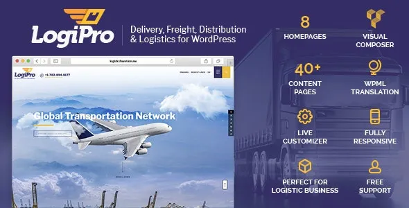 LogiPro v4.2 – WordPress 的送货、货运、配送和物流主题下载