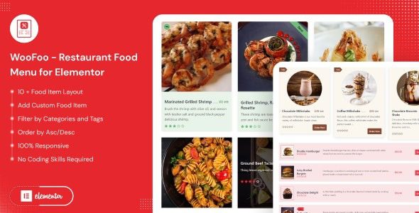 WooFoo v1.0.9 Elementor 的餐厅食物菜单插件下载