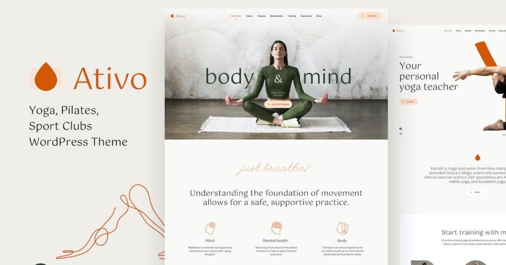 Ativo v64 普拉提瑜伽 WordPress 主题下载
