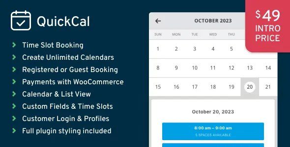 QuickCal v1.0.24 WordPress 预约日历插件下载