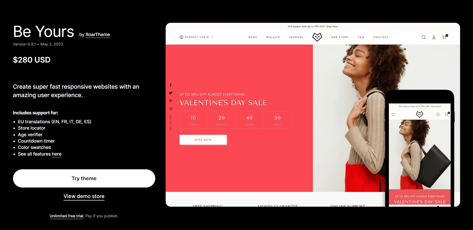 Be Yours Shopify Theme v6.9.0 Shopify主题破解版下载
