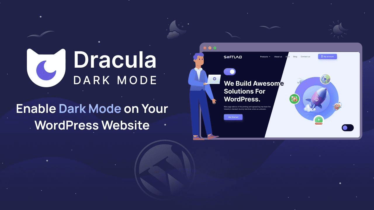 Dracula Dark Mode (PRO) v1.3.5 wordpress暗黑黑夜模式插件下载