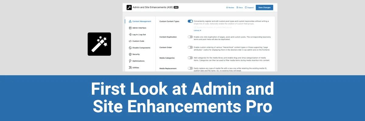 Admin and Site Enhancements (ASE) Pro v9.1.4 WordPress网站常用优化功能集合插件下载