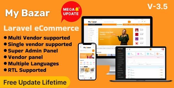 My Bazar v3.5 单一和多供应商 Laravel 电子商务平台源码下载