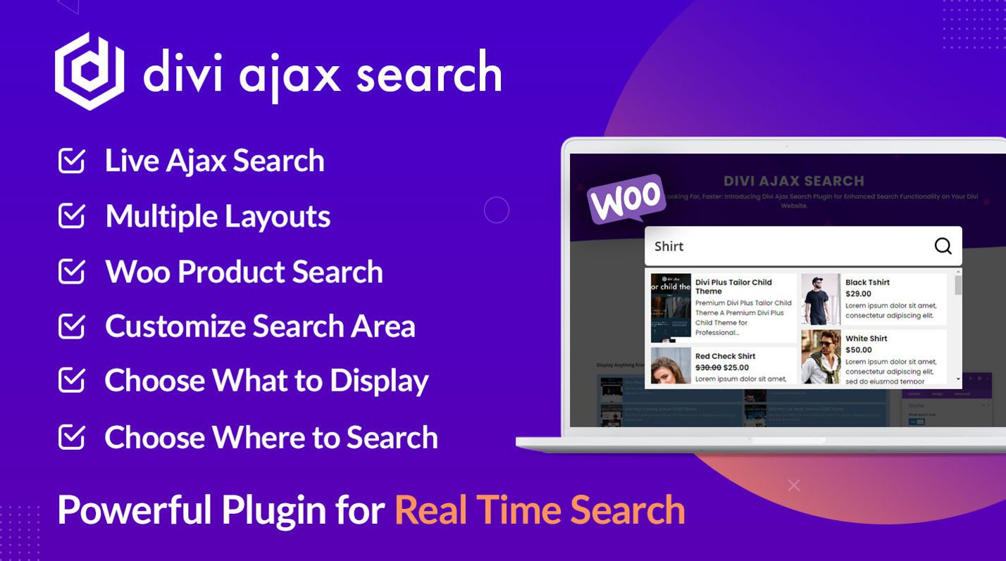 Divi Ajax Search v1.1.3 实时显示搜索结果插件下载