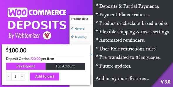 WooCommerce Deposits By Webtomizer_Labs v4.5.3 部分付款插件下载