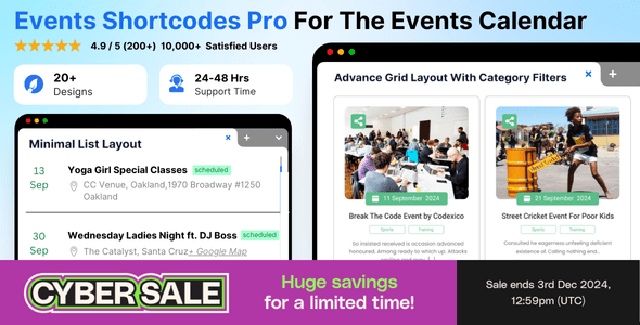 Events Shortcodes & Block Pro For The Events Calendar v4.5.1 “活动日历”的短代码和区块插件下载