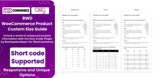 BWD Product Custom Size Guide For WooCommerce v1.3 WooCommerce 产品定制尺寸指南插件下载