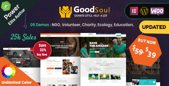 GoodSoul v2.6 – 慈善与筹款 WordPress 主题下载