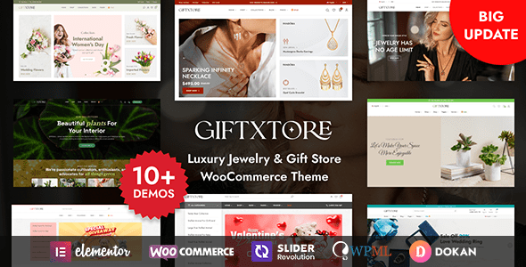 GiftXtore v1.8.0 – 豪华珠宝与礼品店 Elementor WooCommerce WordPress 主题下载