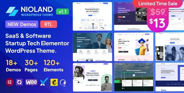 Nioland v1.4 SaaS 和软件启动技术 WordPress 主题下载