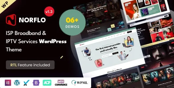 Norflo v1.6.0 ISP＆IPTV服务Elementor WordPress主题下载