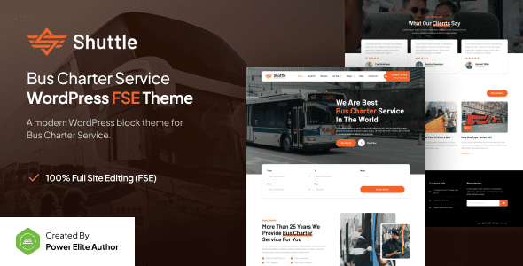 Shuttle v1.0.0  – 公共汽车包机服务FSE WordPress主题下载