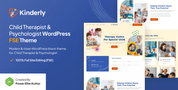 Kinderly V1.0.0  – 儿童治疗师和心理学家FSE WordPress主题下载