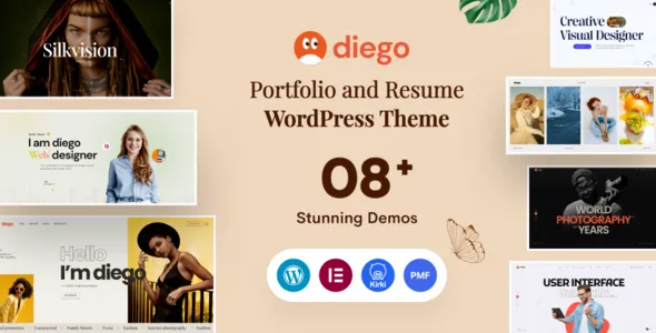 Diego v1.1.8 创意个人投资组合和简历WordPress主题下载