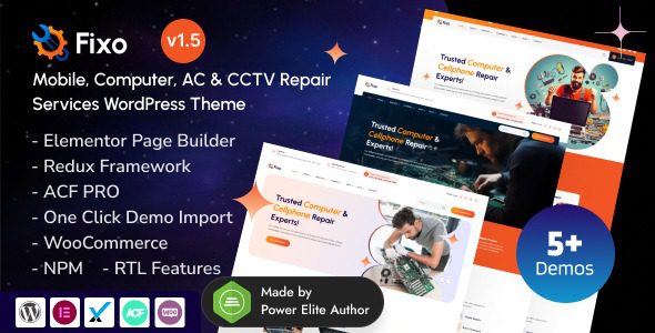 Fixo v1.9.0 移动和计算机维修服务Elementor WordPress主题下载