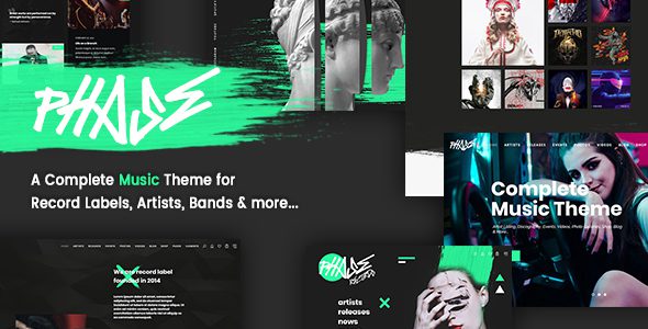 Phase v2.3.55 – 适用于唱片公司和艺术家的完整音乐 WordPress 主题下载